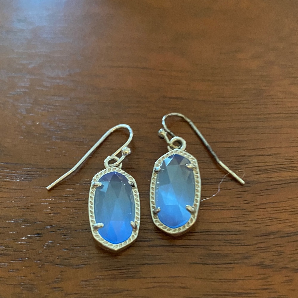 Kendra Scott Blue and Gold Oval Earrings
